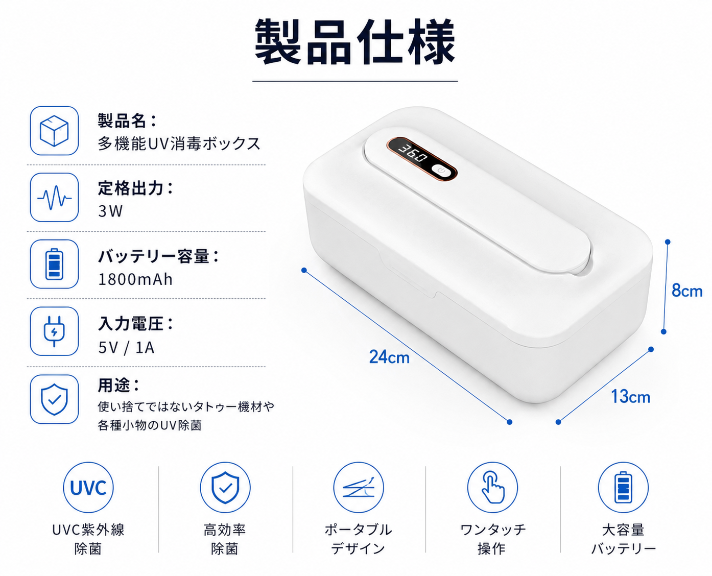 ワイヤレスUV滅菌ケース