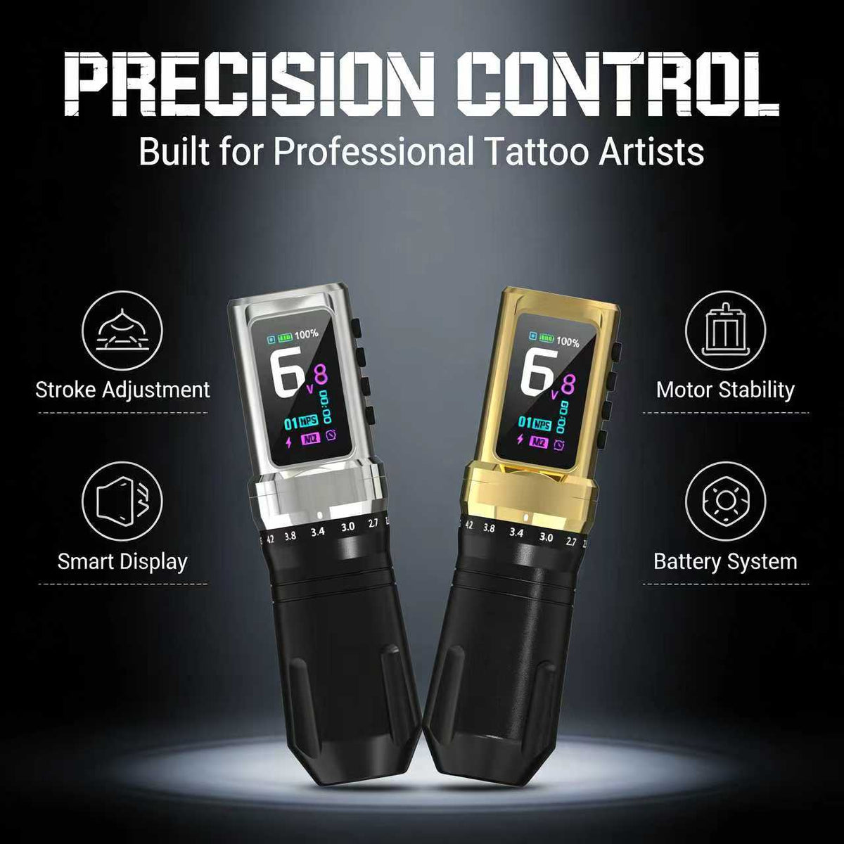 MK-AXON X1 Adjustable Wireless Tattoo Machine 2.3–4.5mm
