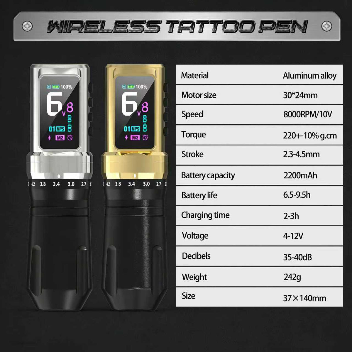 MK-AXON X1 Adjustable Wireless Tattoo Machine 2.3–4.5mm