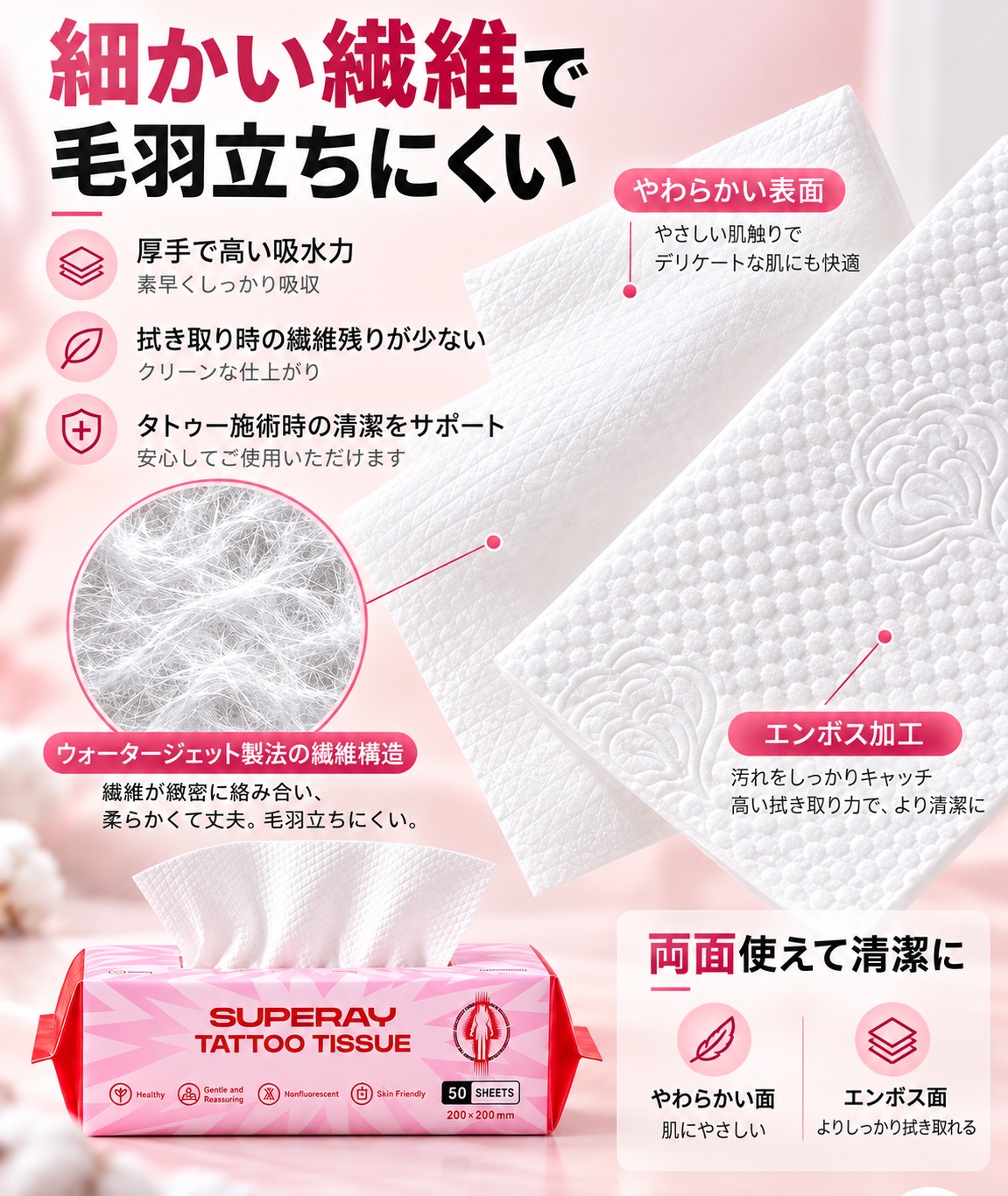 SUPERRAY タトゥー用ペーパータオル