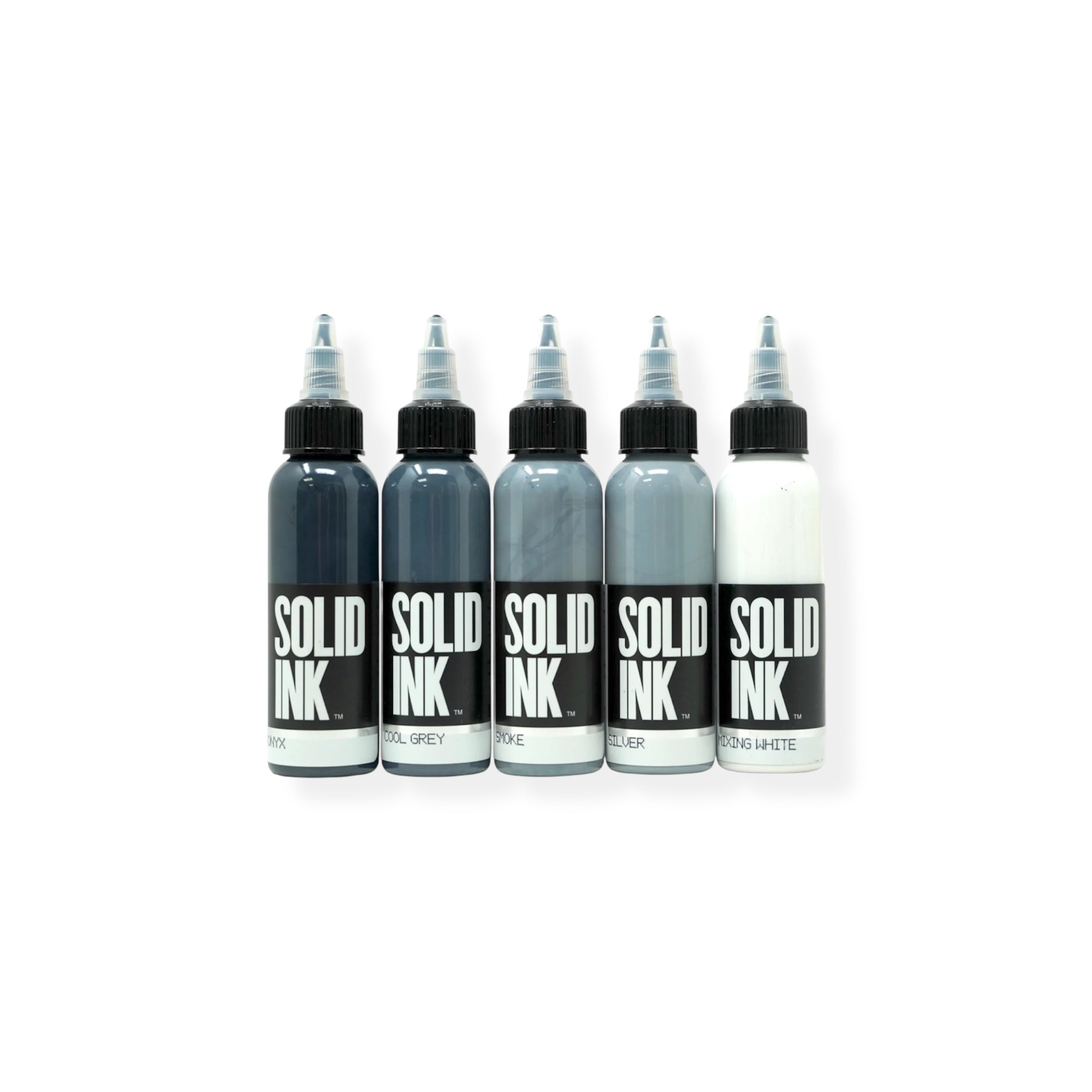 Can Ink Solidify SOLID INK-Opaque Grey 5 Color Set – InkSpire Tattoo Supply Japan